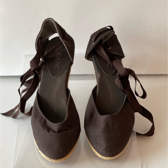 Cover Girl Brown Wedge Sandals Platform Heels Strappy Lace Up Shoes, 7.5 - Picture 2 of 8